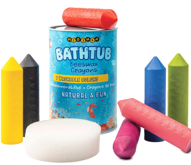 Medenka ® Bienenwachs-Badestifte – 7 Farben – 100 % natürlich, sicher – kreativer Malspaß für kleine Künstler – handgefertigt, umweltfreundlich – geeignet für Kinder ab 3 Jahren