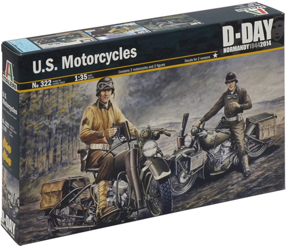Italeri model kit engines - 322 u.s. motorcycles d-day plastic - 1:35 - model making