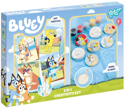 Totum Bluey 2 in 1 Bastelset Gips gießen und Stempelkarten basteln – Kreatives Spielzeug ab 5 Jahren – Geschenktipp Basteln für Kleinkinder Jungen und Mädchen