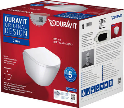 Duravit D-neo Pack Wand-WC mit Soft-Close-Sitz 48 cm weiß