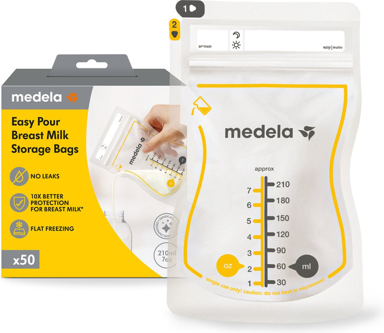 Muttermilch-Aufbewahrungsbeutel von Medela – 50 Stück – auslaufsicher – mit Doppelverschluss und Ausgießer – BPA-frei und recycelbar