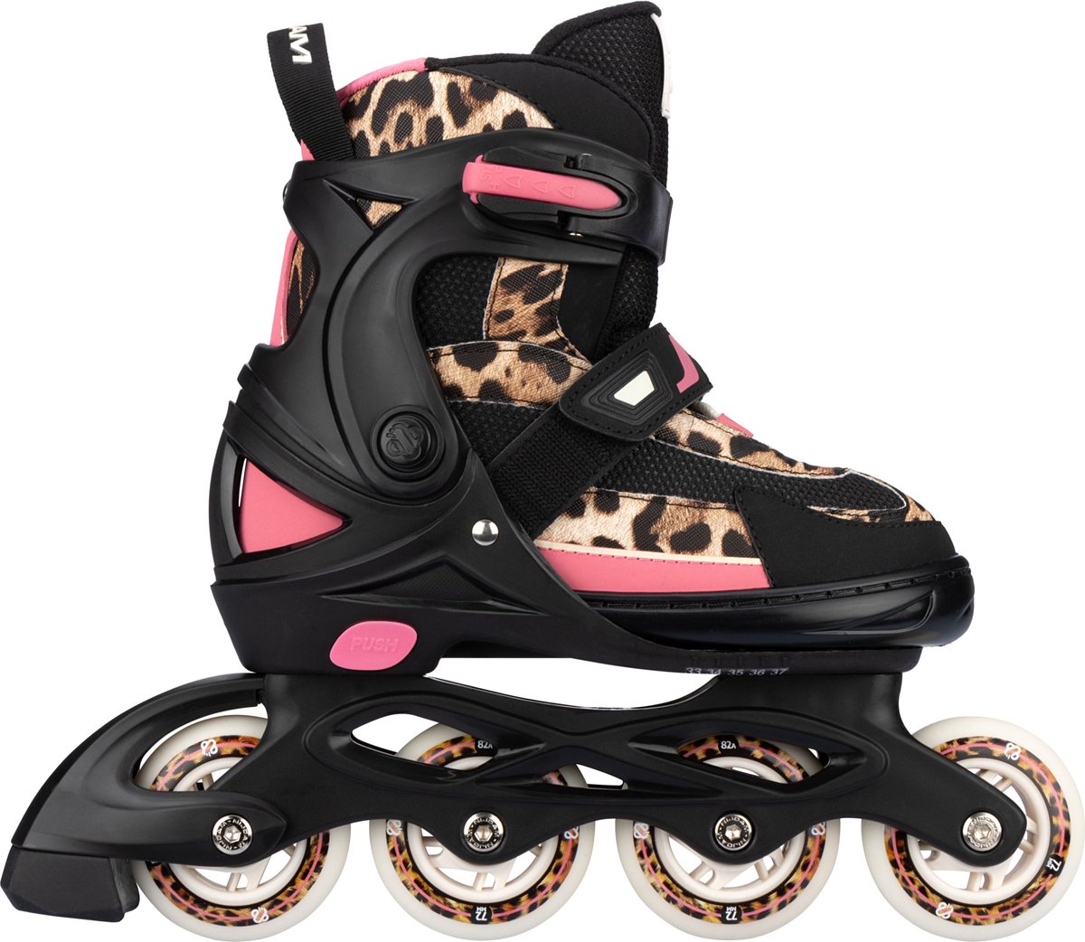 Nijdam Inline-Skates verstellbar Panther Kinder - Panther Poise - Schwarz Rosa - Größe 33-37