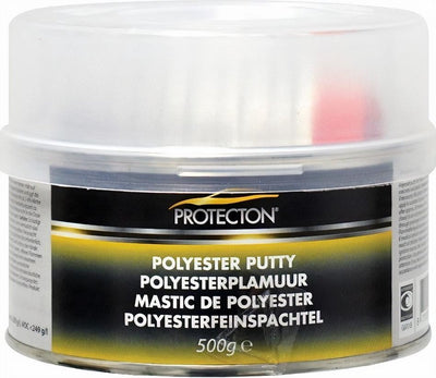 Protecton Polyesterspachtelmasse - zum Ausgleichen von Unebenheiten - anwendbar auf Stahl, Aluminium, Holz, Beton Polyester - elastisch und sehr gut schleifbar - inkl. Tube Härter - 500gr