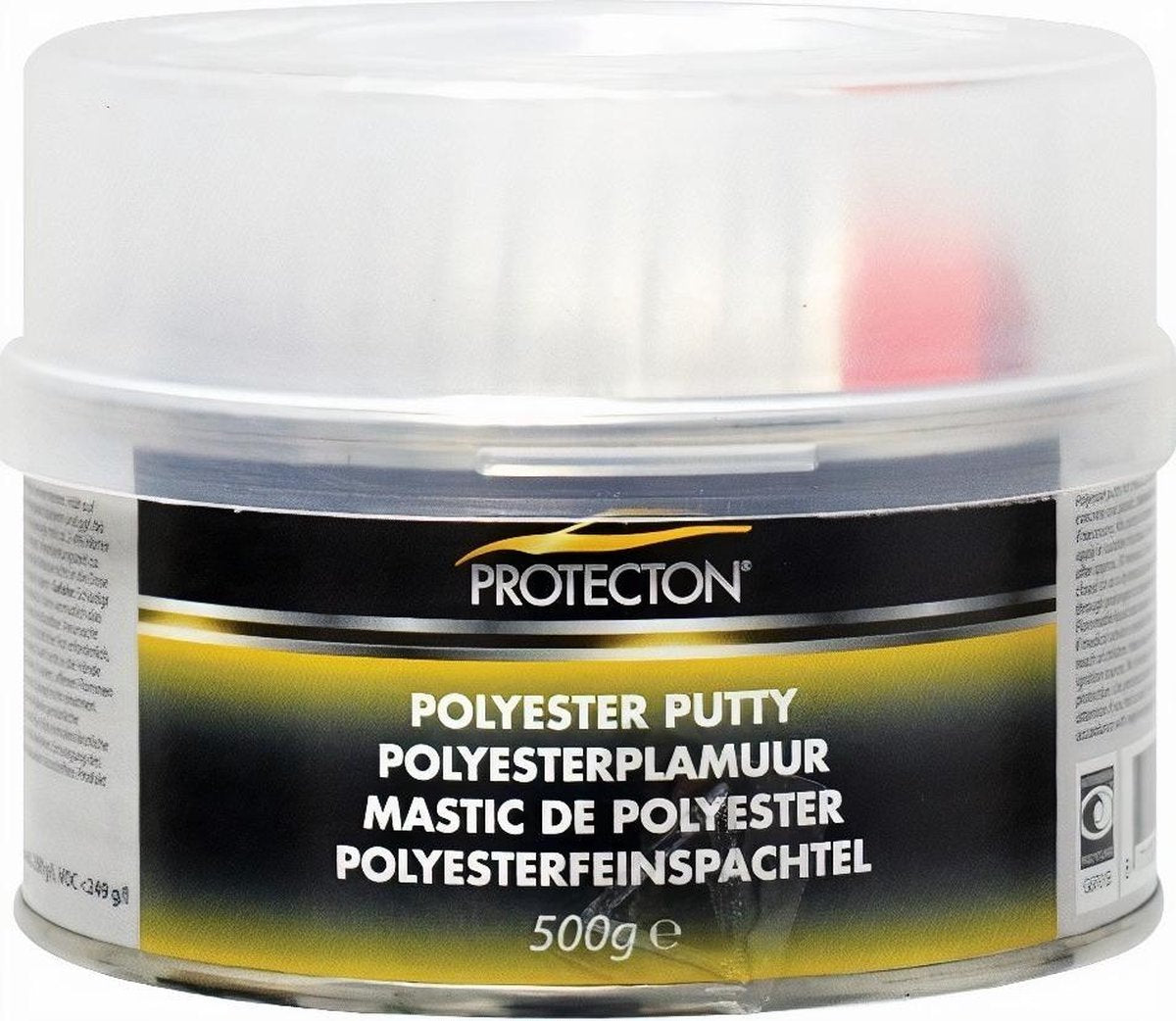 Protecton Polyesterspachtelmasse - zum Ausgleichen von Unebenheiten - anwendbar auf Stahl, Aluminium, Holz, Beton Polyester - elastisch und sehr gut schleifbar - inkl. Tube Härter - 500gr