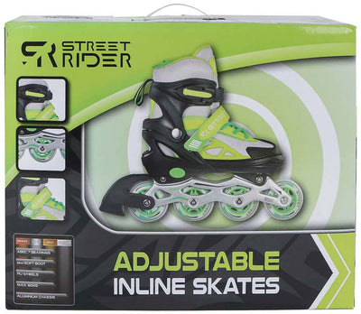Street Rider Inline Skeelers Green Black Verstellbar, Größe 29-32