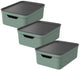 Rotho Jive Aufbewahrungsboxen 3er Set Aufbewahrungsboxen 10 l mit Deckel, Kunststoff (PP recycelt), grün anthrazit, 3 x 10 l, 36,5x26,5x13cm
