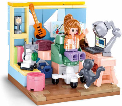 Sluban Girls Dream Mini Handcraft Studio Bauspielzeug für Kinder ab 8 Jahren – Konstruktionsspielzeug Modellbau Lernzimmer – Baukasten mit 216 Bausteinen und 1 Minifigur – M38-B1016B