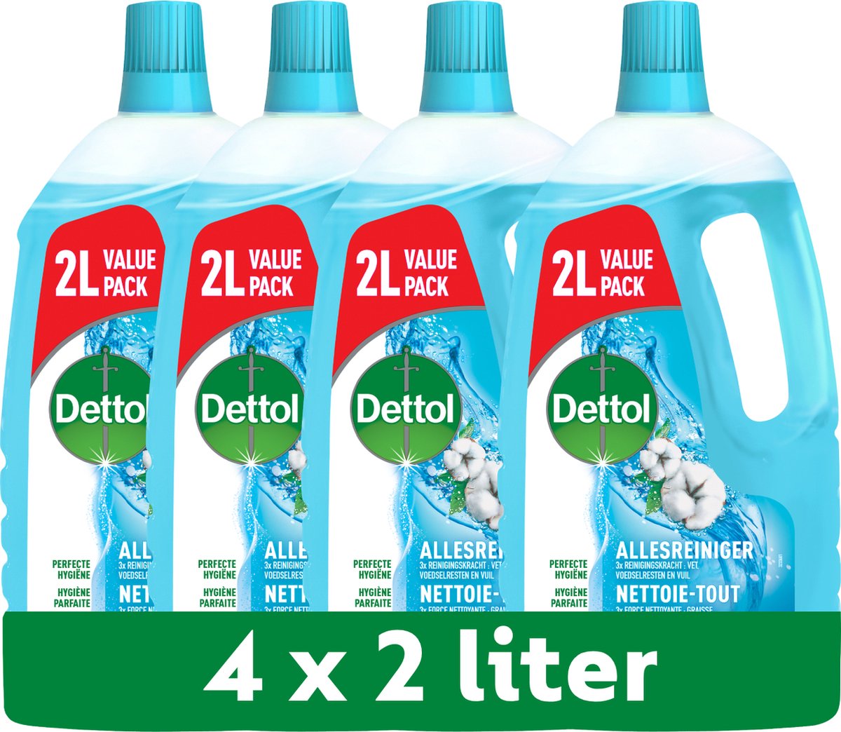Dettol Allzweckreiniger – Leinenfrische 2l – 4 Stück – Vorteilspack