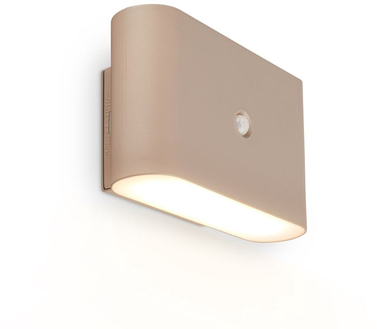 Briloner chet – wiederaufladbare LED-Wandleuchte – ohne Bohren – mit Bewegungssensor – warmweißes Licht – mit Klebepad – beige – 16 x 9,5 x 6,5 cm