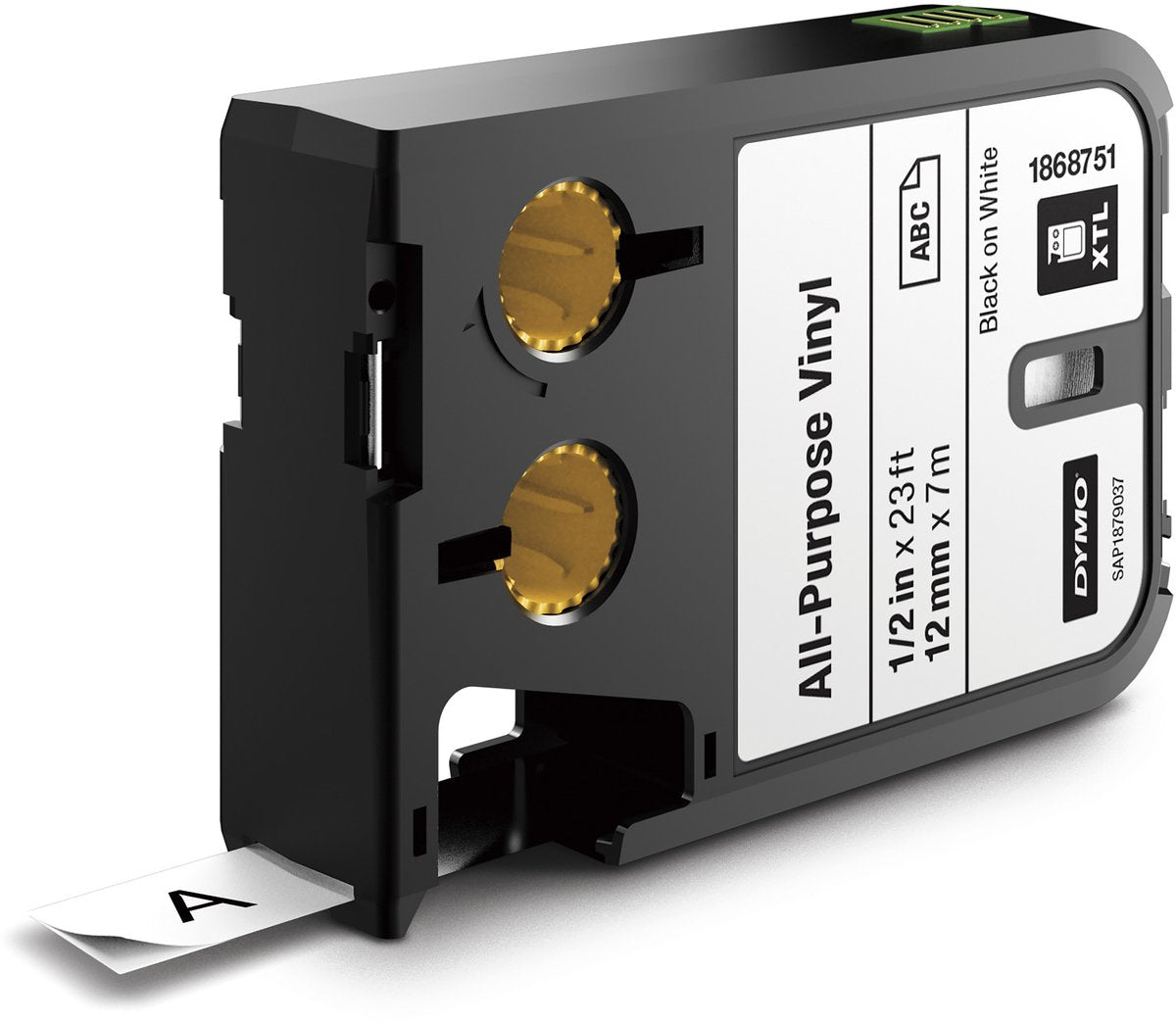Dymo xtl multifunktionale Vinyletiketten | 12mm x 7m | schwarz auf weiß