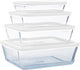 Pyrex Cook Freeze Backform mit Deckel – 4er-Set – Glas –
