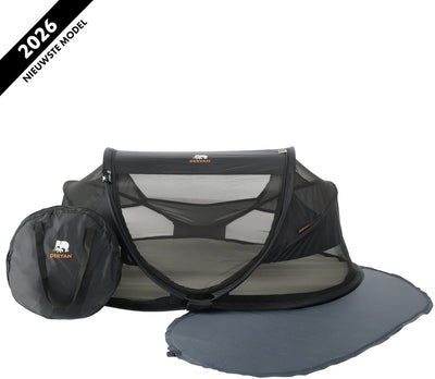 Deryan Baby-Luxus-Campingbett – inklusive selbstaufblasender Matratze – Schwarz