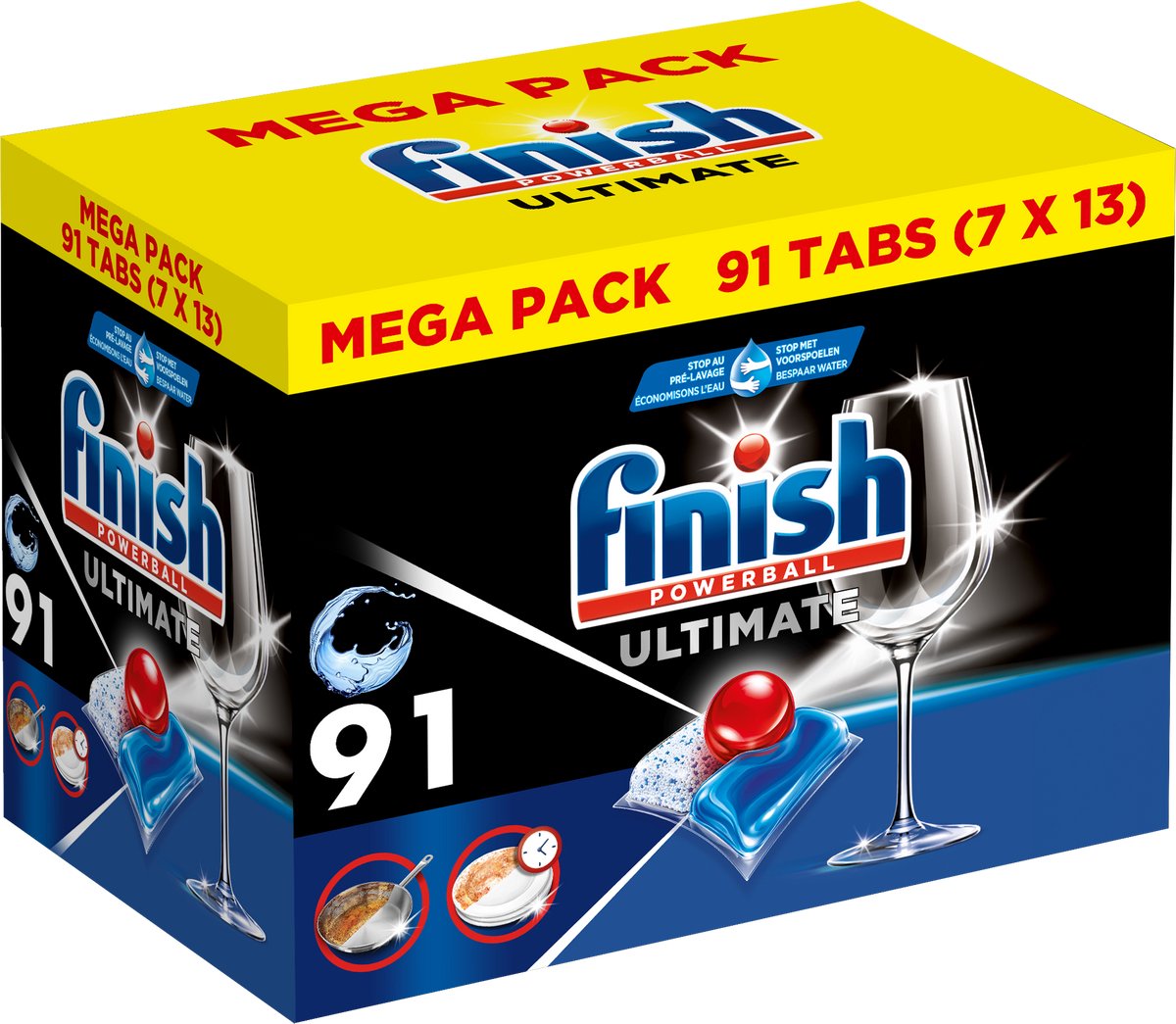 Finish Ultimate All-in-One, normale Spülmaschinentabletten – 91 Kapseln