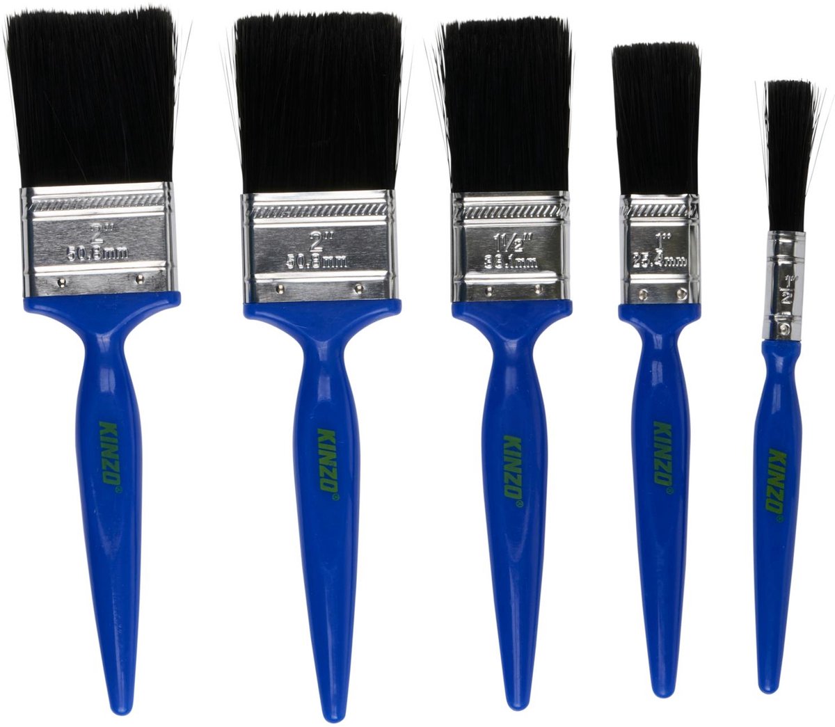 Kinzo Pinselset – 5-teilig – Pinsel 12, 25, 38 und 50 mm – für Malerarbeiten im und am Haus