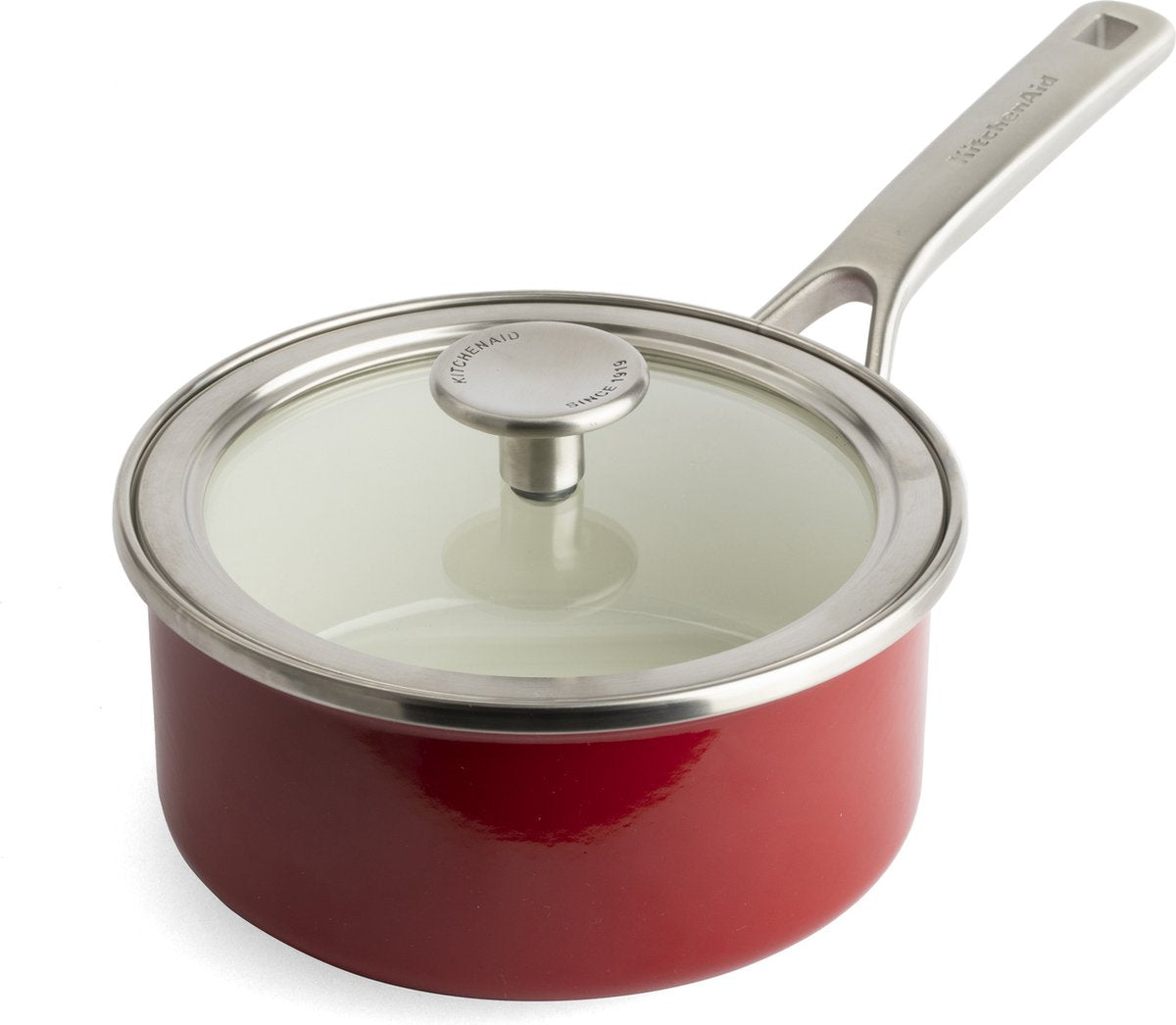 Kitchenaid Emaille-Kochtopf mit Stahlkern, 16 cm, 1,3 l – Imperial Red – Induktion – PFAS-frei