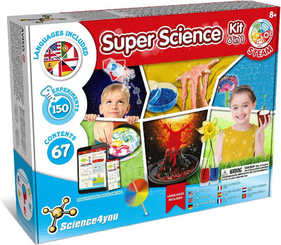 Science 4 you science4you 6-in-1 Super Science – pädagogische Experimentierbox Physik Chemie – 25+ Experimente – für Kinder ab 8 Jahren