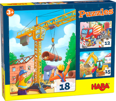 Haba Puzzle Baufahrzeuge Junior 20 x 25 cm Karton 3-teilig