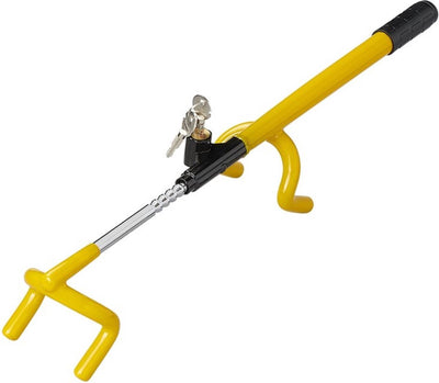 Proplus Lenkschloss – Airbagschloss – Lenkschloss – Lenkradschloss – inklusive 2 Schlüssel – universal – verstellbar von 21 bis 37 cm – Gelb