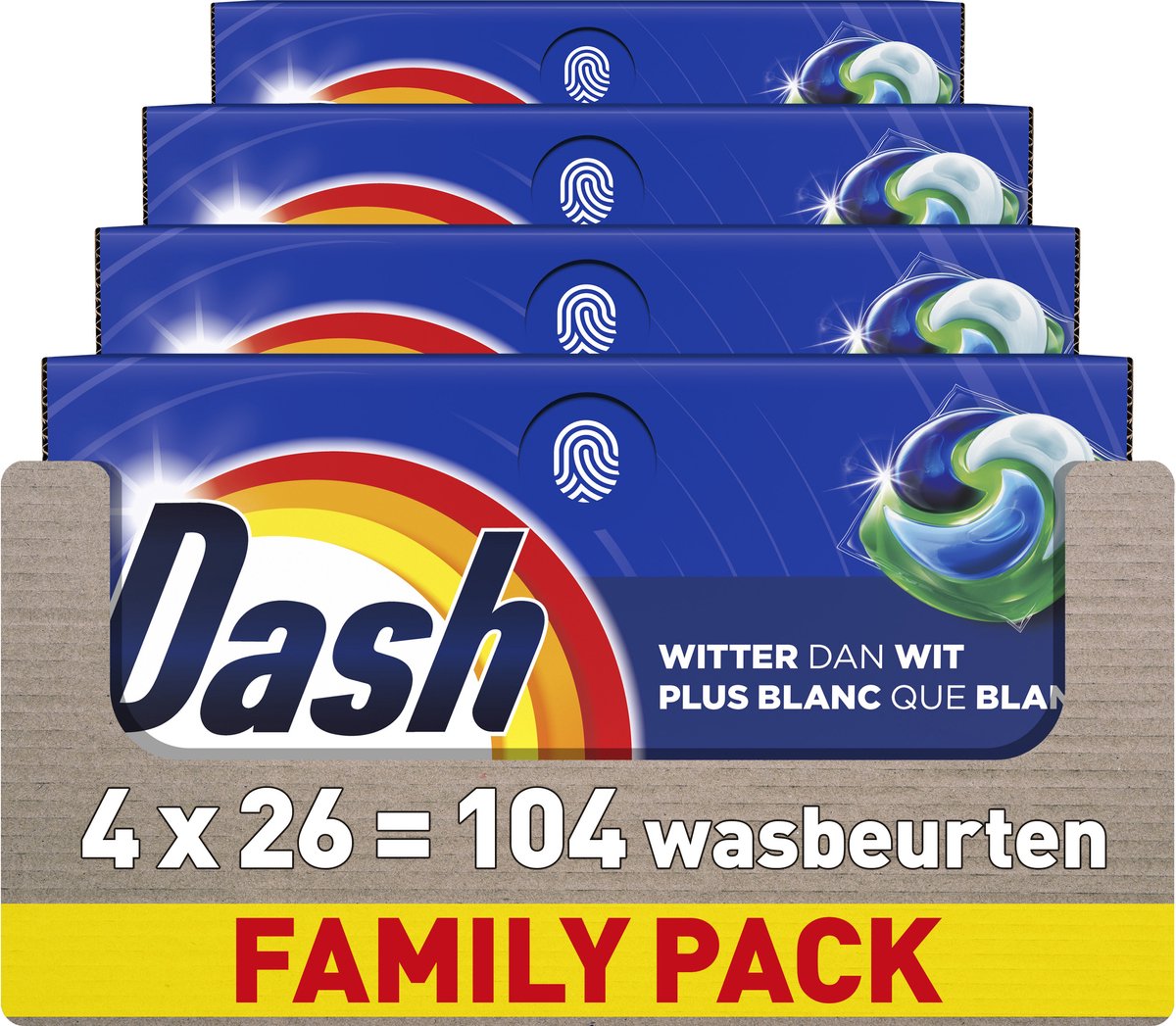 Dash Waschmittel-Pods® – weißer als weiß – 4 x 26 Wäschen