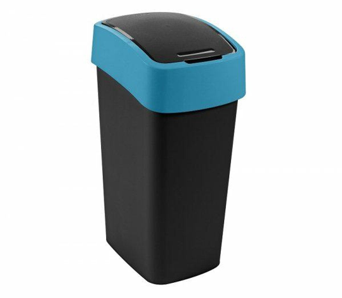 Curver Flip Bin-Serie – Abfallbehälter – 9 l – Doppelöffnungssystem – Schwarz, Marineblau