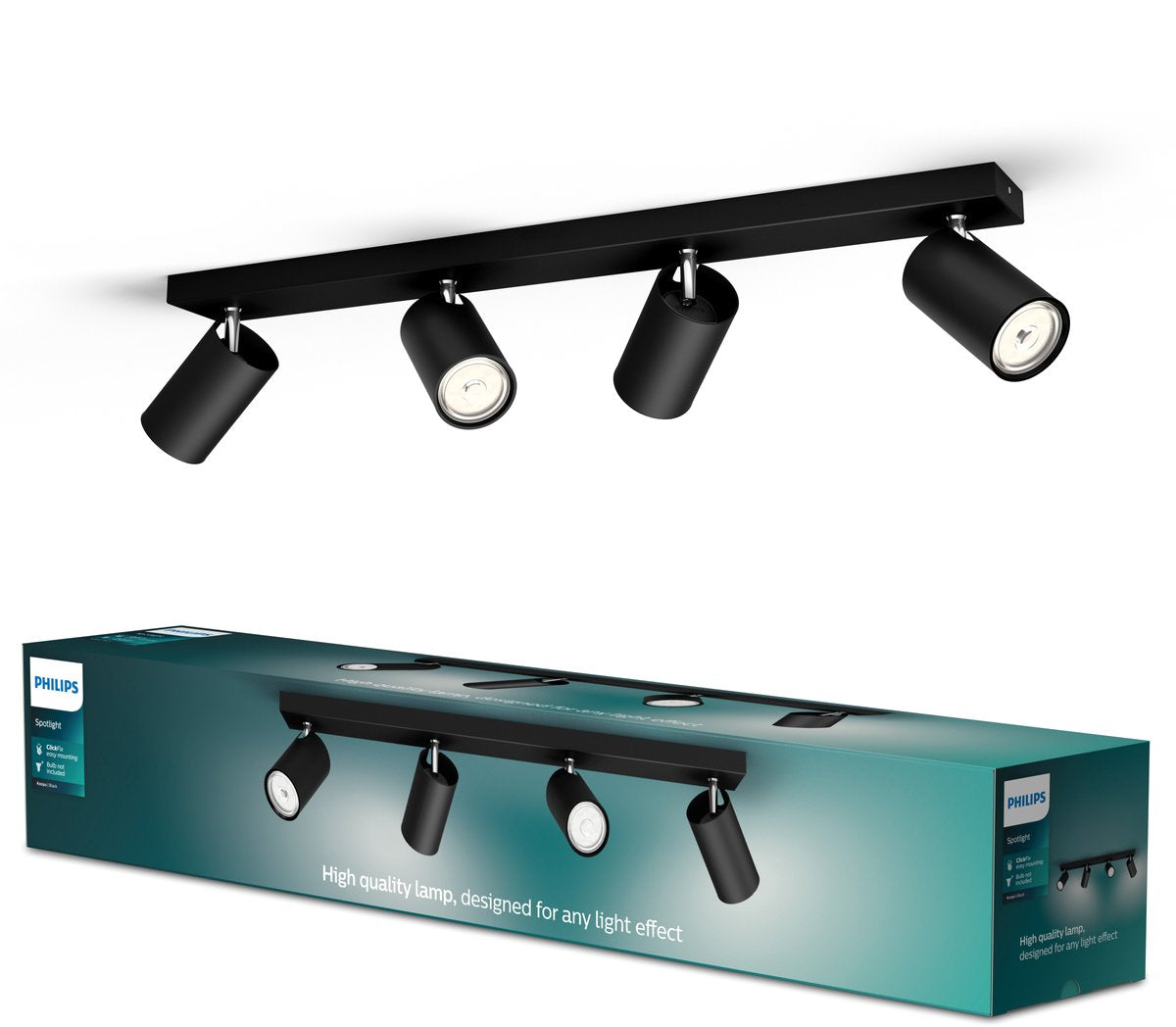 Philips LED Philips Kosipo Aufbaustrahler – 4-flammig – Schwarz