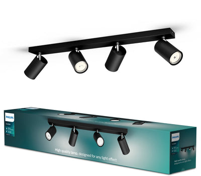 Philips LED Philips Kosipo Aufbaustrahler – 4-flammig – Schwarz
