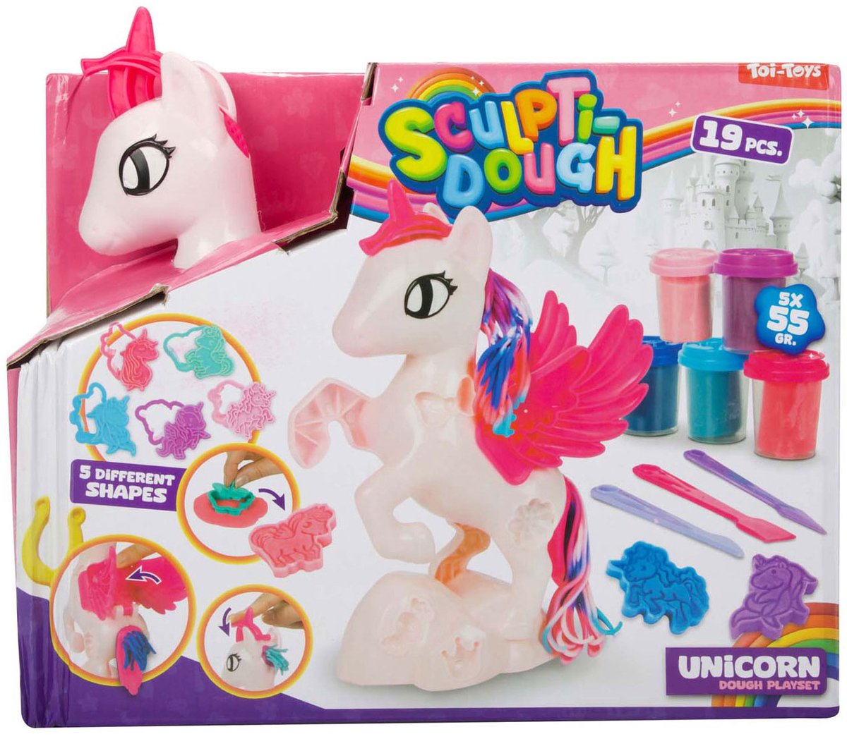 Toi-toys Sculptidough Ton-Set Einhorn, 5-teilig.