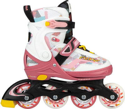 Nijdam Inline-Skates verstellbar – 33–37 – fruchtiges Fro-Yo – rosa weiß