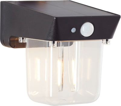 Brilliant Parson – Außenwandleuchte – LED 2 W – Solar – 240 lm – 2700 K – Sensor – IP44 – Schwarz