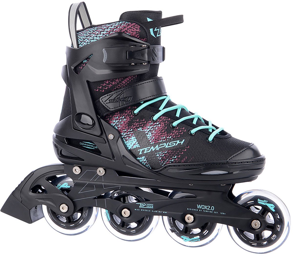 Tempish Wox 2.0 84 Inlineskates – Inline-Skates – Damen – Schwarz Türkis – Größe 37