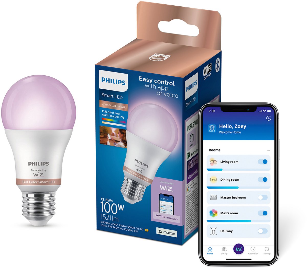 Philips Smart Lighting – Lampe – schlanke LED-Beleuchtung – bunt und weiß – E27 – 100 W – matt – WLAN