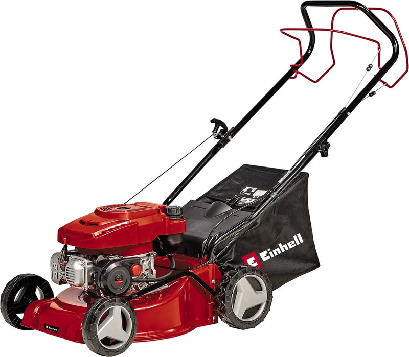 Einhell Benzin-Rasenmäher GC-PM 40 2 s – 132 cm³ – 2 kW – 4-Takt – Schnittbreite: 40 cm – empfohlene Rasenfläche: bis zu 1000 m² – 45 l Fangbox – Schnitthöhe: 25–75 mm