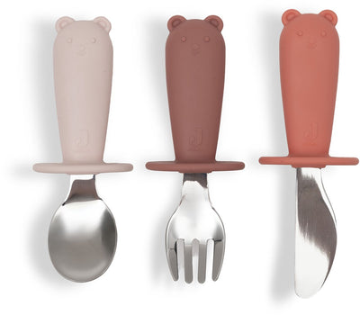 Jollein Babybesteckset - Kinderbesteck aus Silikon - Rougetöne