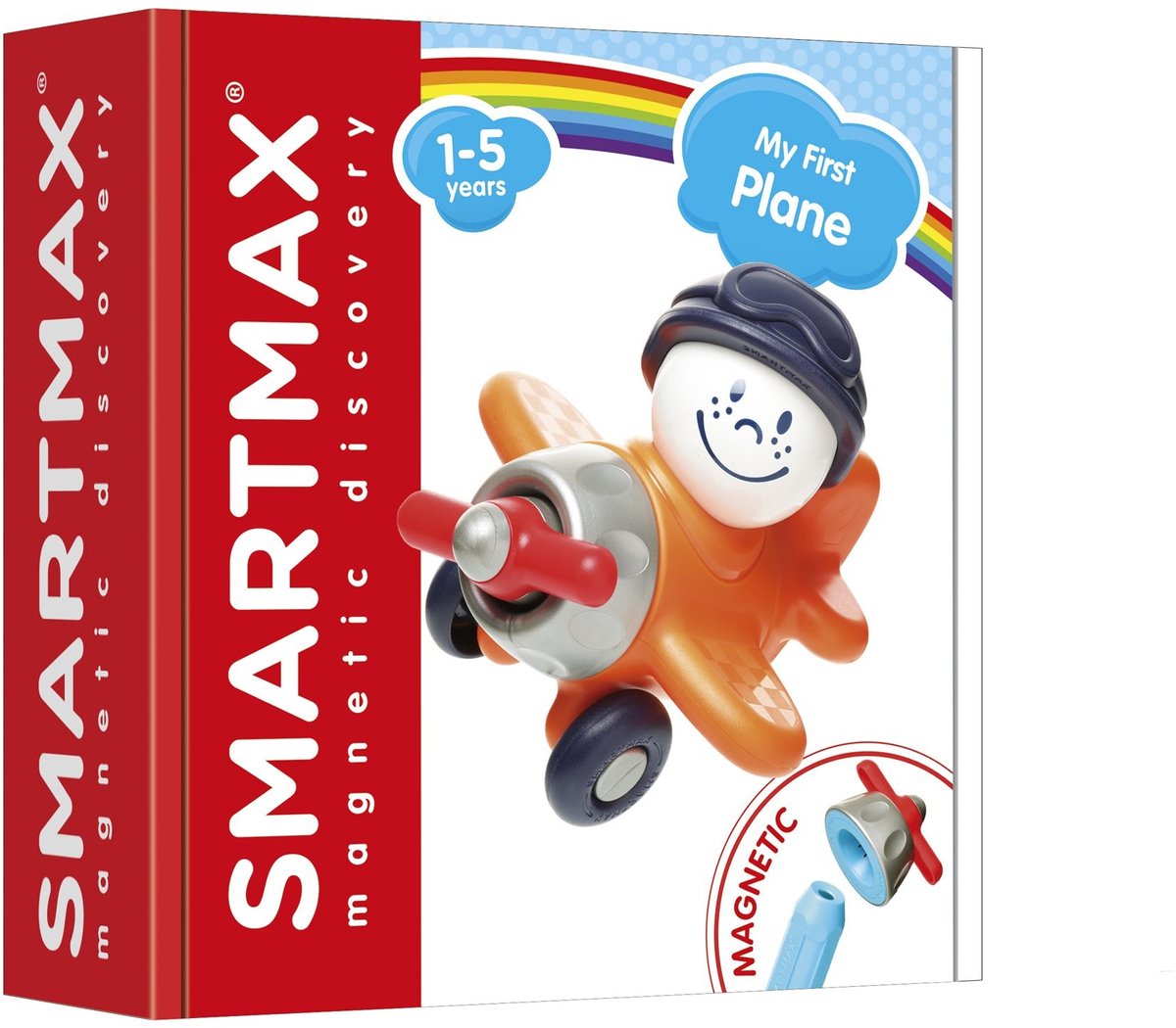 Smartmax Mein erstes Flugzeug – Magnetflugzeug bauen – Bauset mit rotierendem Propeller – Lernspielzeug für Kleinkinder – ab 1 Jahr