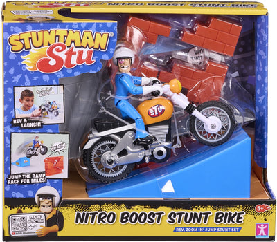 Bandai – Stuntman Stu – Nitro-Boost-Motorrad – Stunt-Spielzeug – Stunt-Figur inklusive – Crash-Spiel mit Fahrzeug und Zubehör – Spielzeug für Kinder ab 4 Jahren – coss8201