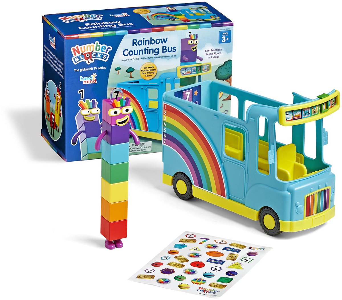 Lernressourcen, Spielzeug, Zahlenblöcke, Regenbogen-Zählbus, interaktiv. - 3+
