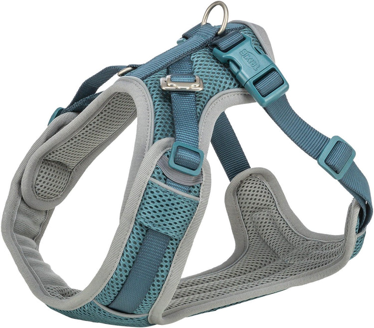 Trixie Hundegeschirr – atmungsaktives Flexmesh-Petrol – XS-S 40–57 cm, reflektierend, breiter Brustbereich