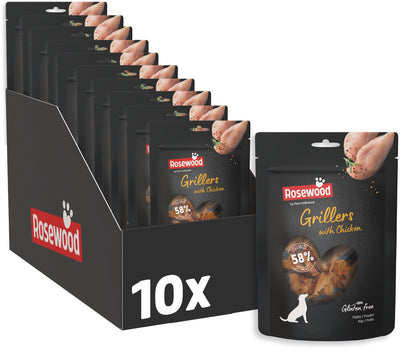 Rosewood Grillers Chicken – weicher Hundesnack mit 58 % Huhn – mit natürlichen Zutaten – ohne künstliche Zusatzstoffe – 10 x 100 g