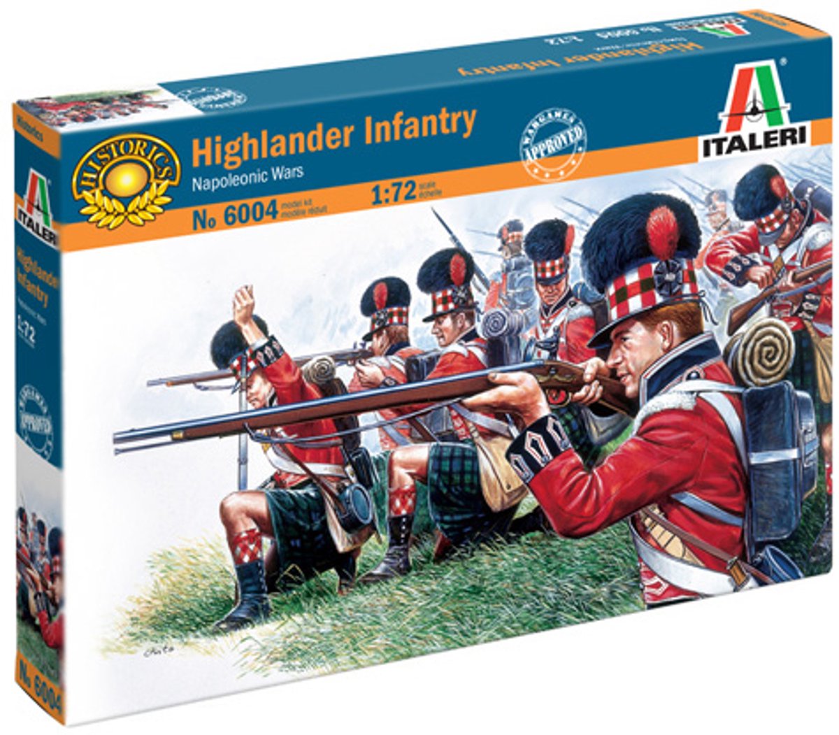 Italeri Modellbausatz Militärfahrzeuge – 6004 britische Soldaten – Highlander-Infanterie – Napoleonische Kriege – Kunststofffiguren – 1:72 – Modellbau