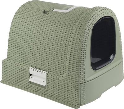 Curver Katzentoilette mit Schublade – 51,5 x 38,5 x 40 cm – nebliges Grün