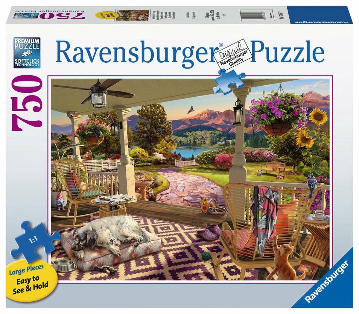 Ravensburger Puzzle Veranda Landschaft 750 Teile großes Puzzle.
