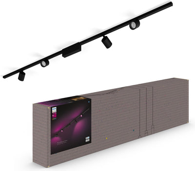 Philips Hue Perifo Deckenschienenbeleuchtung – weißes und farbiges Licht – 4 Spots – Schwarz – Basisset