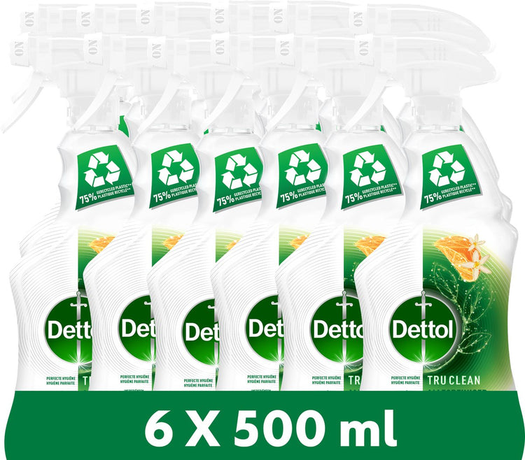 Dettol Allzweckreiniger-Spray – Tru Clean – Mandarine-Zitronenblüte – 6 x 500 ml Vorteilspackung