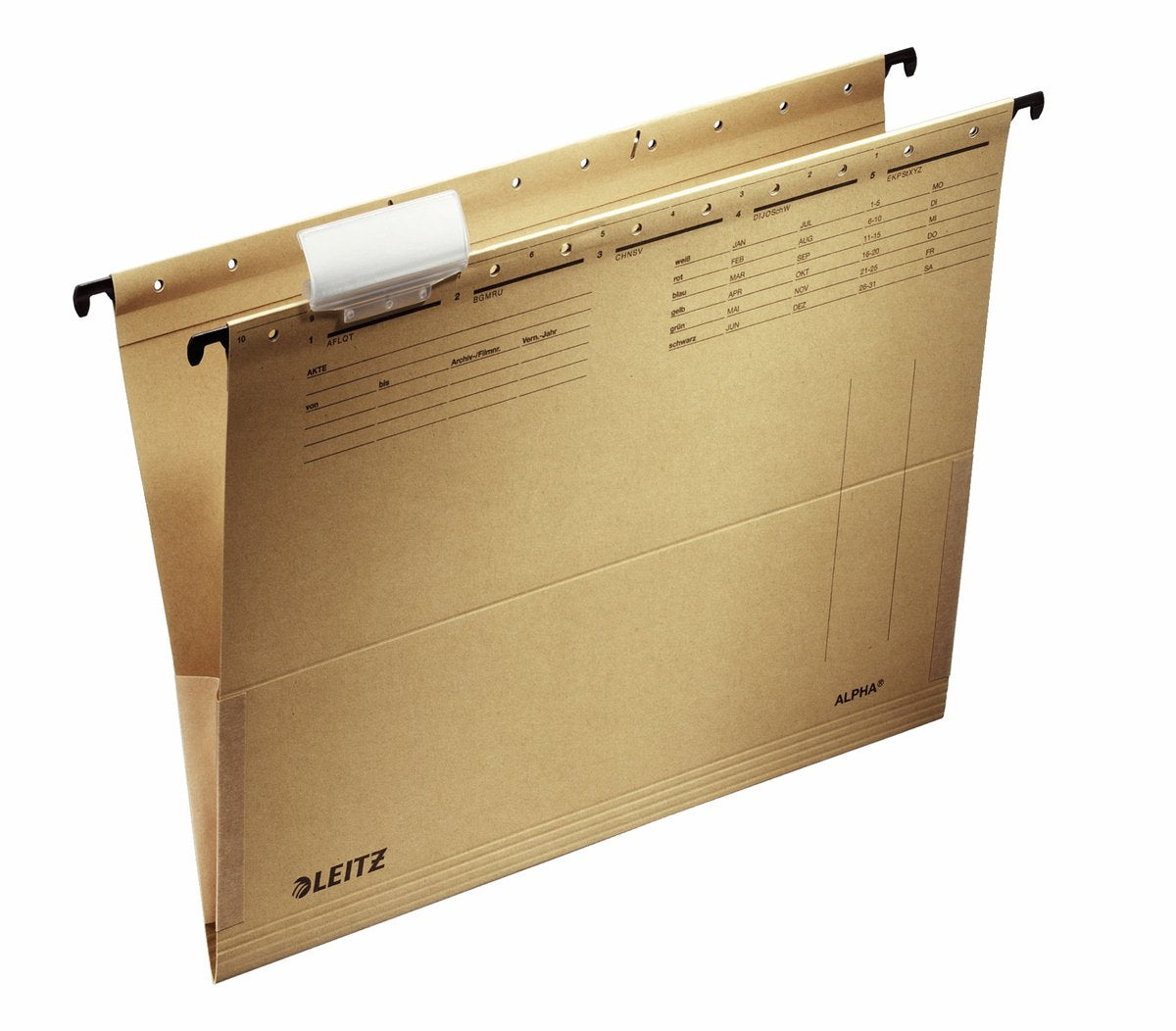 Leitz alpha® A4 Hängeregister mit Blasebalg – 25 Stück – V-Boden – Naturbraun