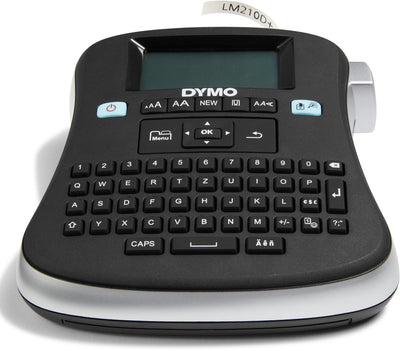 Dymo Label Manager 210d Etikettendrucker | Desktop-Etikettendrucker | Tragbarer Etikettendrucker mit QWERTZ-Tastatur | großer Bildschirm und Tasten für schnellen Zugriff | für den Büro- und Heimgebrauch