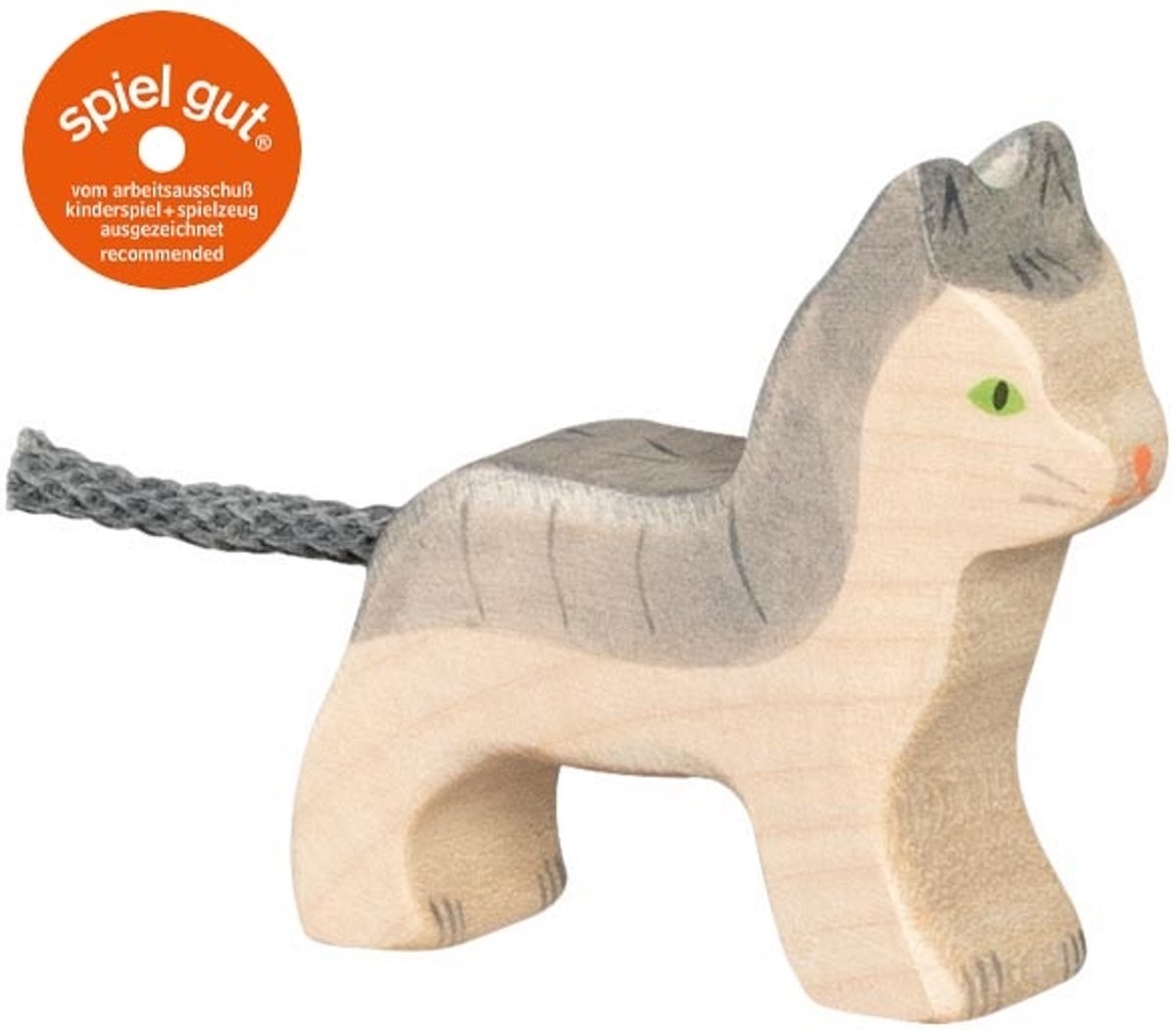 Holztiger Bauernhof - Katze klein grau - 6x2x5cm - Holzfigur - handgefertigt