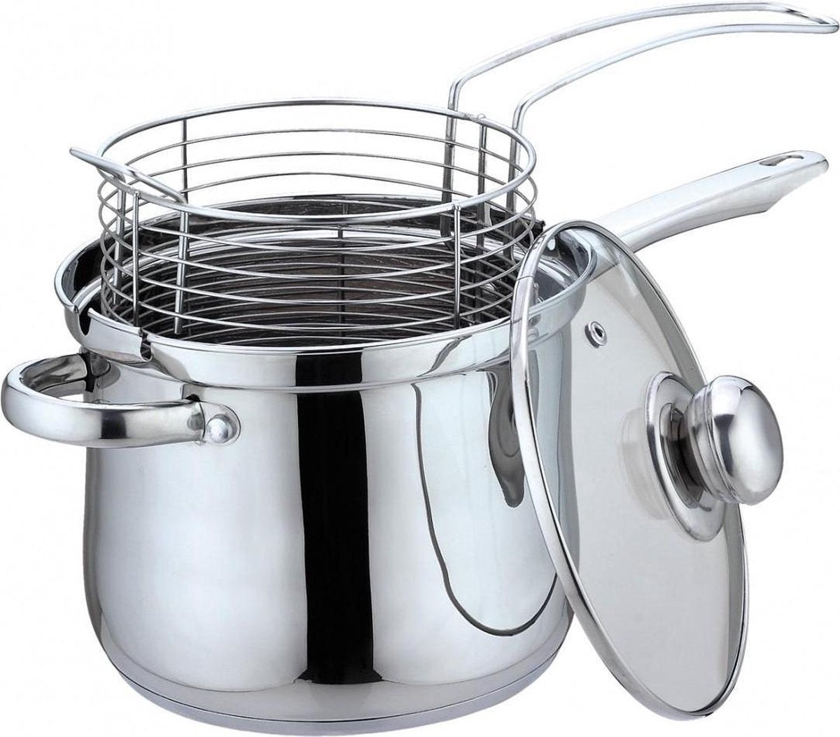 Kinghoff 4581 Pommespfanne – 3,6 l – Edelstahl – alle Wärmequellen