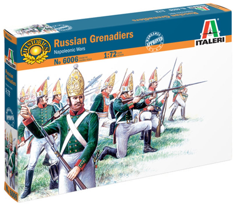 Italeri Modellbausatz Militärfahrzeuge – 6006 Russische Grenadiere – Napoleonische Kriege – 50 Figuren aus Kunststoff – 1:72 – Modellbau
