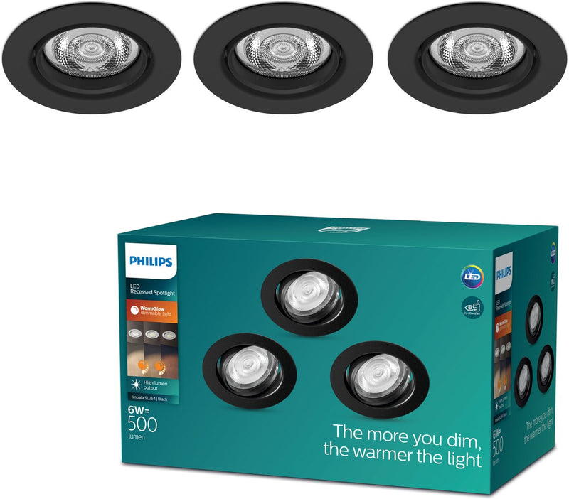 Philips LED Philips Impala Einbaustrahler – 3-flammig – Schwarz – rund