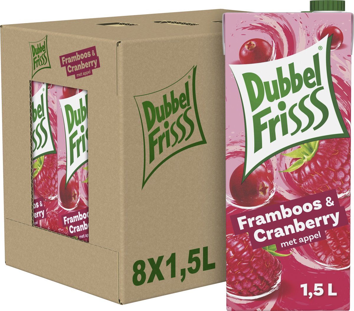 Dubbelfrisss Himbeere Cranberry - Erfrischungsgetränk - 8 x 1,5l